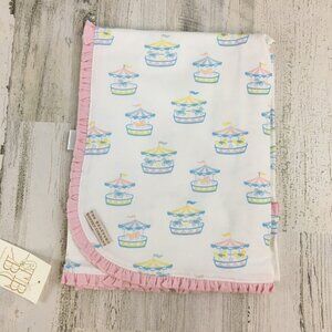 The Beaufort Bonnet Company Buggy Blanket Candy Stripe Carousel Baby Girls NWT